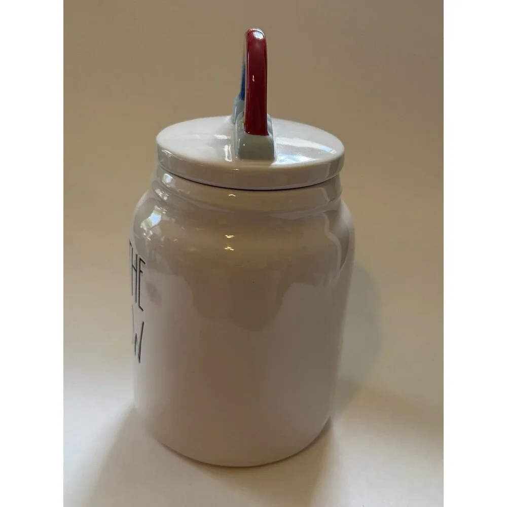 Rae Dunn OVER THE RAINBOW Jar Canister Ceramic Cloud Rainbow Lid Storage LGBT
